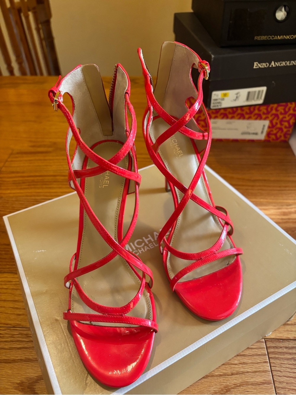 MICHAEL Michael Kors Red Patent Strappy High Heel Sandals